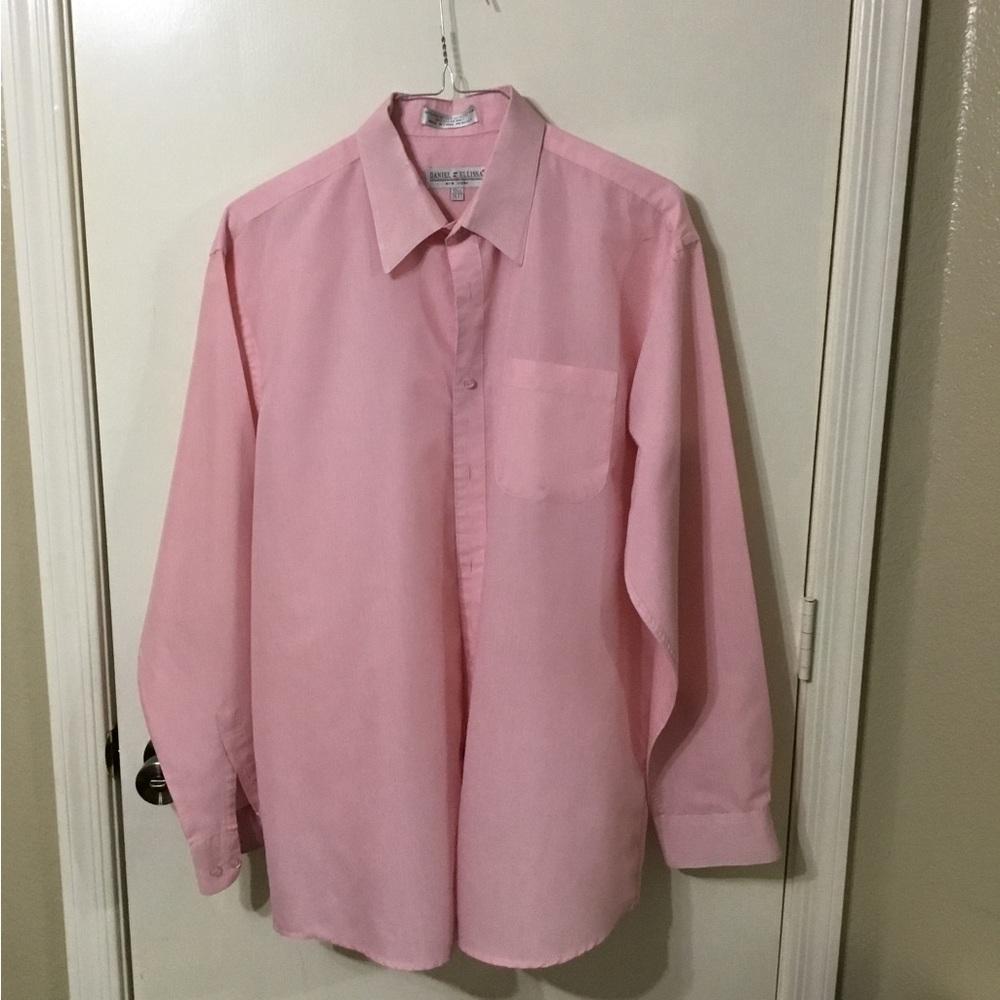 Daniel Ellissa Men’s Pink Dress Shirt 17.5 36/37 Long Sleeve Classic Fit